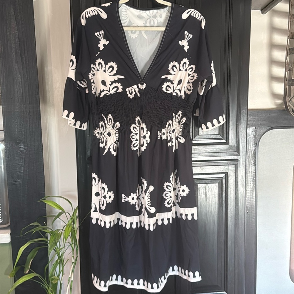 Black and white satin dress SHEIN